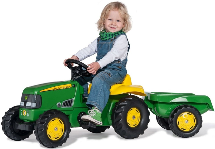 Traktor na pedałach Rolly Toys Kid John Deere z przyczepą Zielono-żółty (4006485012190) - obraz 6