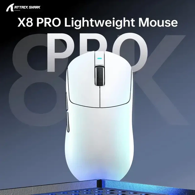 Ігрова бездротова миша Attack Shark X8 PRO 40 000 DPI, PAW3395PRO, 8K, 3 режими, ультралегка - зображення 2