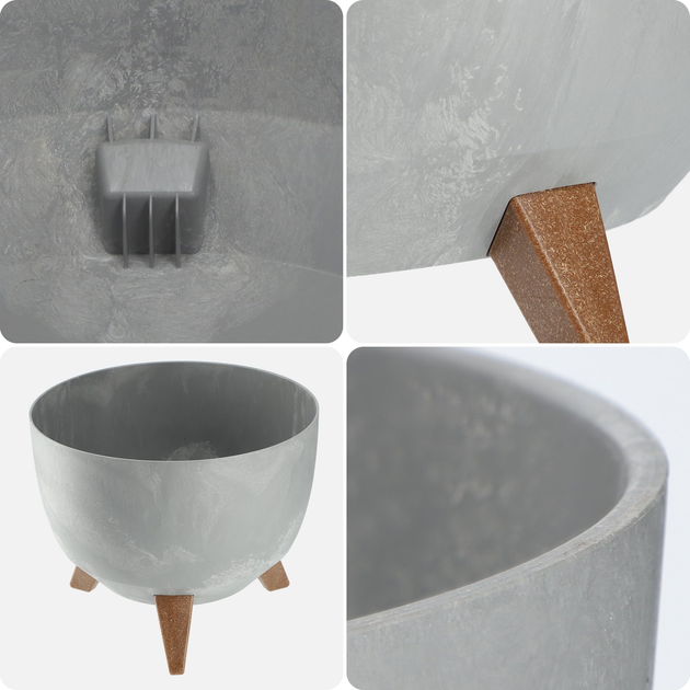 Doniczka na nóżkach Kadax z wkładką na dno Szary 47 cm (5903699495988) - obraz 3