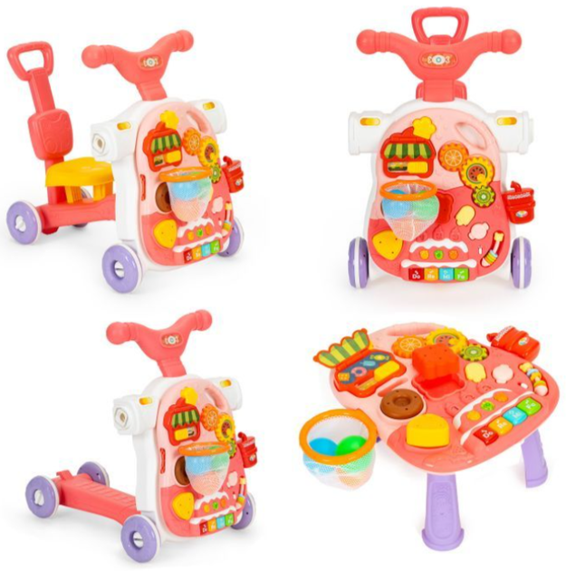 Ходунки Huanger HE0817 by Multistore EcoToys 4 в 1 Товкач Навчальний столик Самокат Толокар (5905817000074) - зображення 2