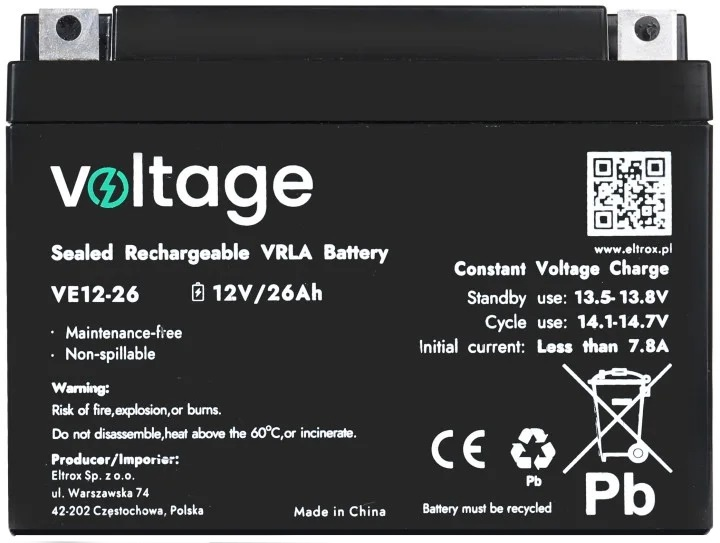 Акумуляторна батарея Voltage 12V 26Ah (VE12-26) - зображення 2