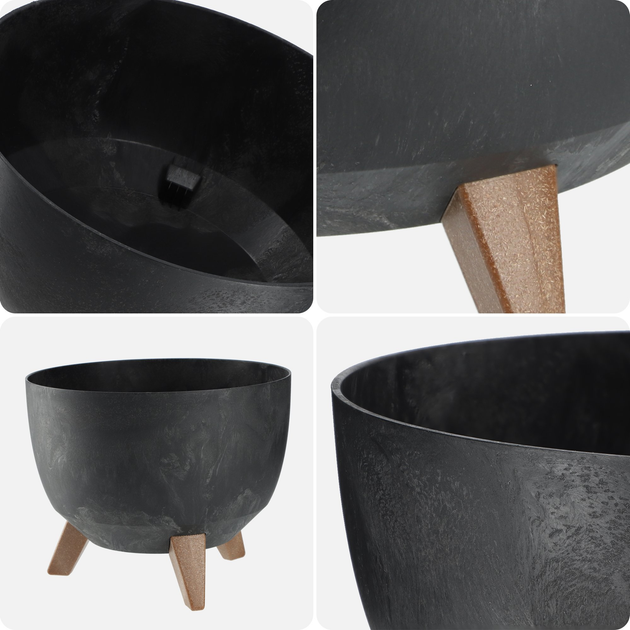Doniczka na nóżkach Kadax z wkładką na dno Czarny 47 cm (5903699496039) - obraz 3
