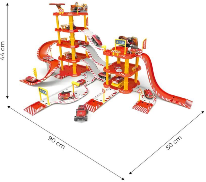 Duży garaż samochodowy Multistore 660-A42 EcoToys straż pożarna 4 poziomowy stacja benzynowa 100 elementów (5905817004065) - obraz 2
