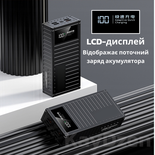 Повербанк УМБ 68000 mah QC 3.0 PD20 powerbank Andowl Q-CD6500Х1 потужний павербанк для ноутбука телефона роутера зовнішній портативний акумулятор з дисплеєм великої ємності чорний - зображення 6