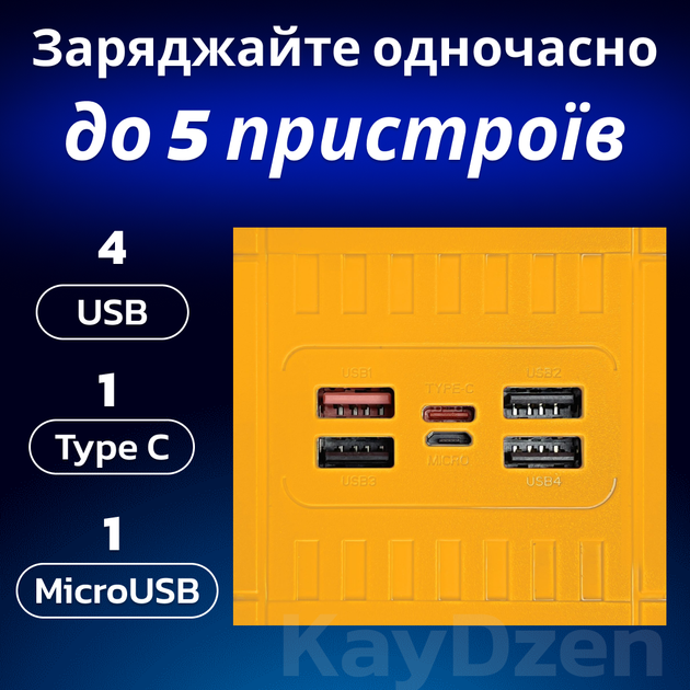 Повербанк УМБ 68000 mah QC 3.0 PD20 powerbank Andowl Q-CD6500Х1 мощный павербанк для ноутбука телефона роутера внешний портативный аккумулятор с дисплеем большой емкости желтый - изображение 4