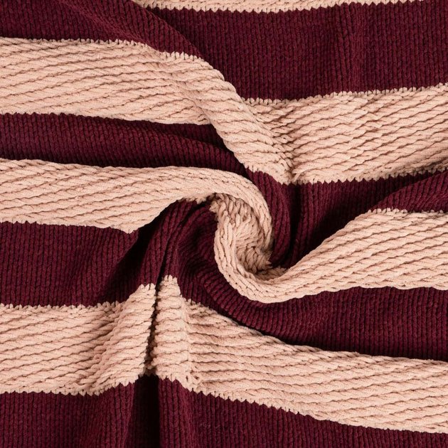 Koc Homla Rudens w pasy burgundowy 130 x 170 cm (5906496752438) - obraz 4