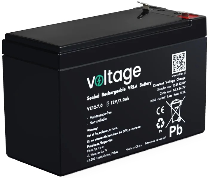 Акумуляторна батарея Voltage 12V 7Ah (VE12-7.0) - зображення 1