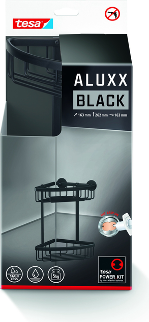 Półka pod prysznic TESA ALUXX samoprzylepna dwupoziomowa Czarna (405070000000) - obraz 11