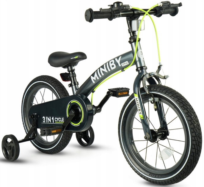 Rowerek dziecięcy - Rowerek biegowy Qplay Miniby 3w1 14" Szary (5061047481561) - obraz 2