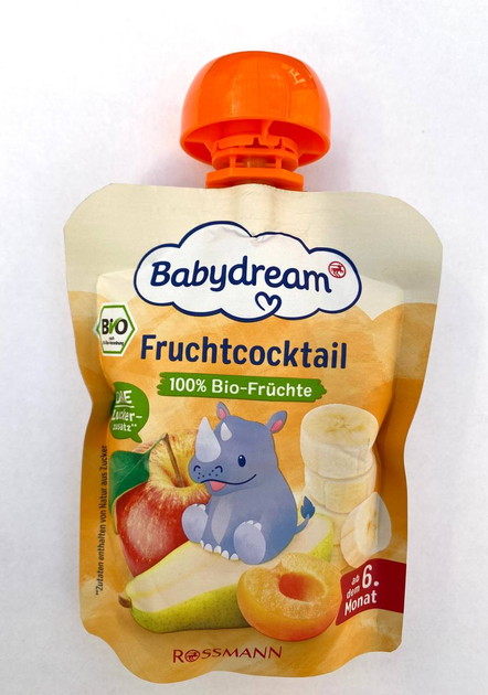 Пюре Babydream яблоко-банан-груша-абрикосдля детей от 6 месяцев, 90 г - Фото 4 Пюре Babydream яблоко-банан-груша-абрикосдля детей от 6 месяцев, 90 г - изображение 4