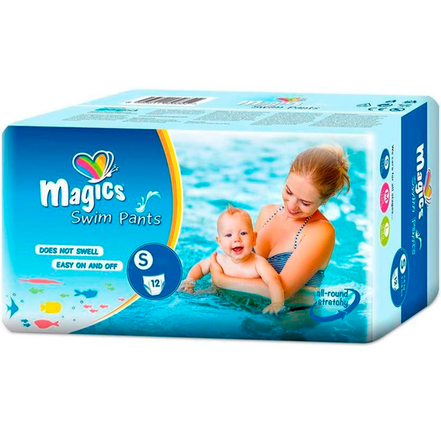 Подгузники-трусики для купания Magics Swim Pants S (3-8кг) 12шт - Фото 6 Подгузники-трусики для купания Magics Swim Pants S (3-8кг) 12шт - изображение 6