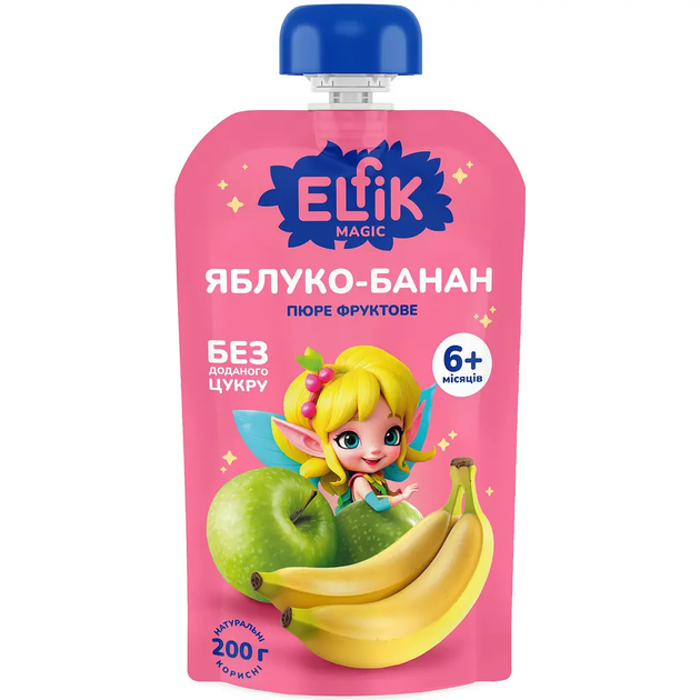Пюре Elfik Magic из яблок и бананов без добавленного сахара 200 г - Фото 2 Пюре Elfik Magic из яблок и бананов без добавленного сахара 200 г - изображение 2