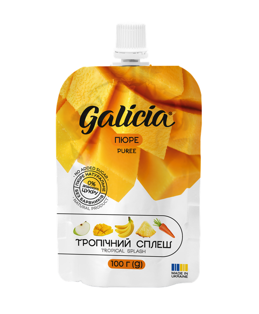 Пюре Galicia Тропический сплеш из фруктов и овощей, 100г - Фото 3 Пюре Galicia Тропический сплеш из фруктов и овощей, 100г - изображение 3