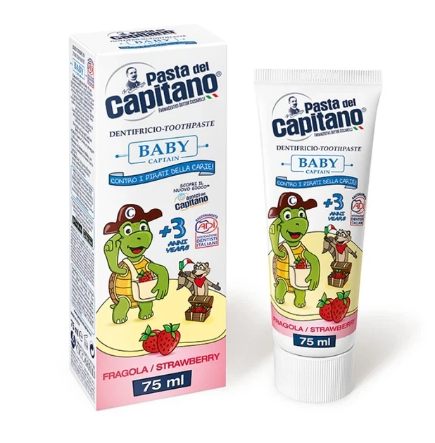 Детская зубная паста Pasta del Capitano с ароматом клубники, 75 мл (3+) - изображение 2