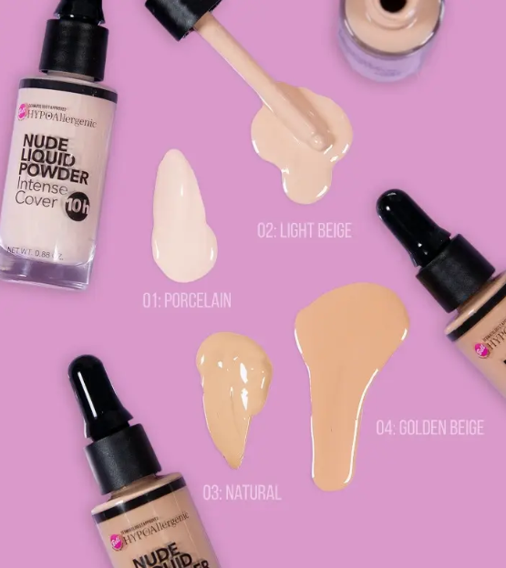 Жидкая пудра для лица Bell Cosmetics Nude Liquid Powder HypoAllergenic № 04 Золотой беж - изображение 5