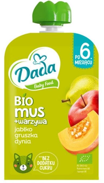 Пюре Dada Bio mus груша-яблоко-тыква с 6 месяцев, 100 г - изображение 2