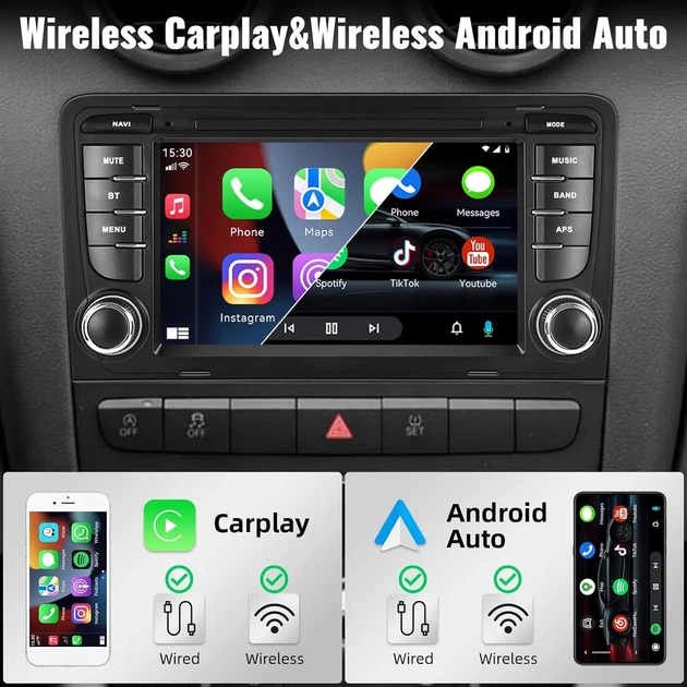Штатная автомагнитола CAMECHO для Audi A3 S3 RS3 8P 8V/7" / Сенсорная / 2/64Гб / Android 13 / Apple CarPlay / Android Auto / Bluetooth / WI-FI / GPS / USB Б/В b1 - Фото 2 Штатная автомагнитола CAMECHO для Audi A3 S3 RS3 8P 8V/7" / Сенсорная / 2/64Гб / Android 13 / Apple CarPlay / Android Auto / Bluetooth / WI-FI / GPS / USB Б/В b1 - изображение 2