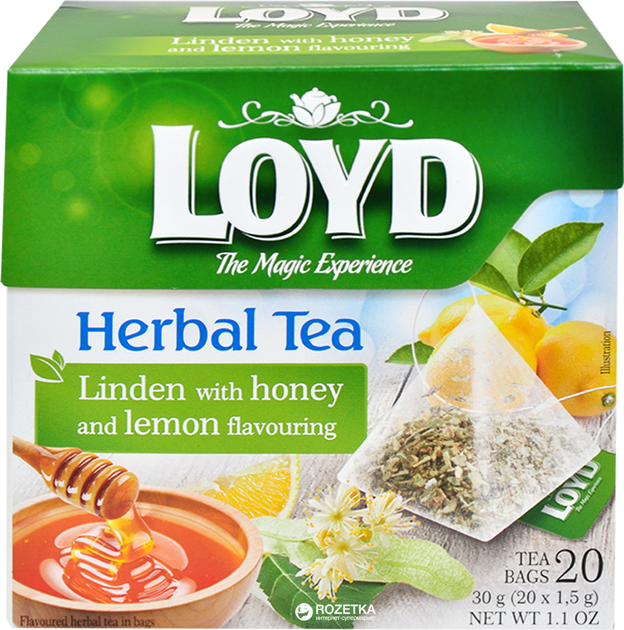 Чай травяной Loyd Липовый с Медом и Лимоном в пирамидках 20 шт х 1.5 г ...