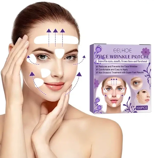 Eelhoe Face Anti-wrinkle Patch 100 шт антивозрастные патчи для лица лоб и глаза - изображение 2