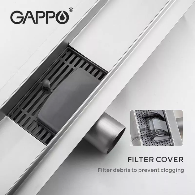 Трап для душа 70×700 мм нержавеющая сталь GAPPO G87007-1 - Фото 5 Трап для душа 70×700 мм нержавеющая сталь GAPPO G87007-1 - изображение 5
