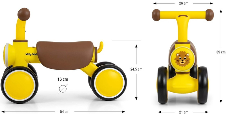 Rowerek biegowy Milly Mally York Yellow (5907090700689) - obraz 11