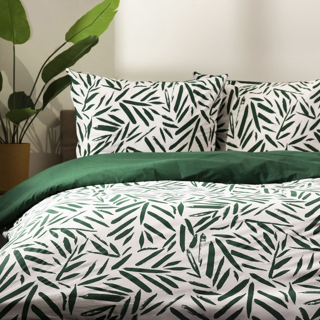 Komplet pościeli Homla B2 Foglie Essentials Poszewka na pościel 160 x 200 cm + 2 poszewki na poduszki 70 x 80 cm bawełniany w liście Beżowy (5906496736926) - obraz 5