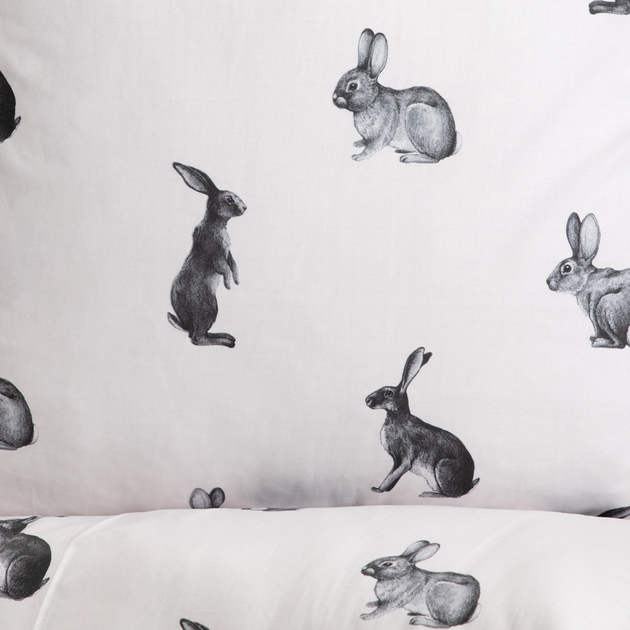 Komplet pościeli Homla B2 Rabbits Essentials Poszewka na pościel 160 x 200 cm + 2 poszewki na poduszki 70 x 80 cm bawełniany w króliki Biały (5906496736919) - obraz 2