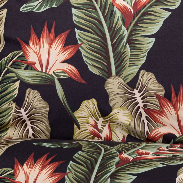 Komplet pościeli Homla Banana Leaf Belaga Poszewka na pościel 160 x 200 cm + 2 poszewki na poduszki 70 x 80 cm z mikrofibry w liście i kwiaty Czarny (5902869989104) - obraz 2