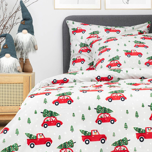 Комплект постільної білизни Homla Holly Jolly Bil Підковдра 220 x 200 см + 2 наволочки 70 x 80 см з мікрофібри в автомобілі Сірий (5904183830063) - зображення 5