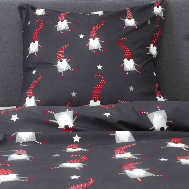 Komplet pościeli Homla Gnomma Poszewka na pościel 220 x 200 cm + 2 poszewki na poduszki 70 x 80 cm z mikrofibry z motywem świątecznym Czarny (5904183829609) - obraz 5