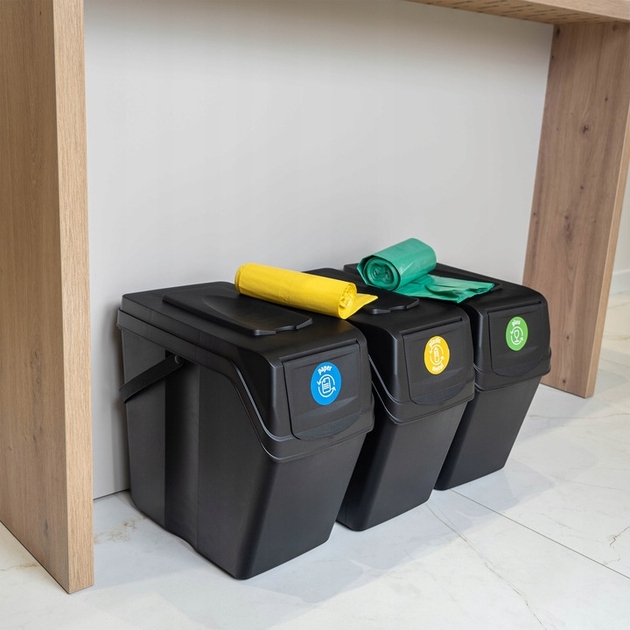 Набір контейнерів для сміття Kadax з наліпками баки 25 л × 3 шт (5903699492864) - зображення 6
