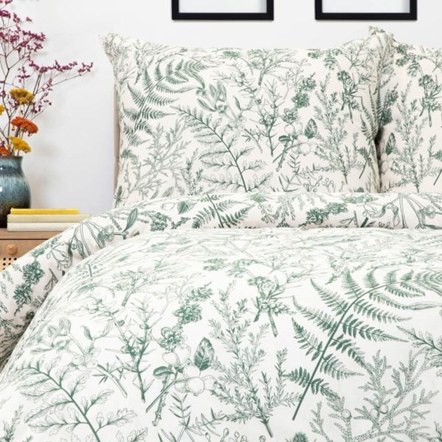 Komplet pościeli Homla Liliane Essentials Poszewka na pościel 220 x 200 cm + 2 poszewki na poduszki 70 x 80 cm z mikrofibry w liście Zielony (5906496741425) - obraz 5