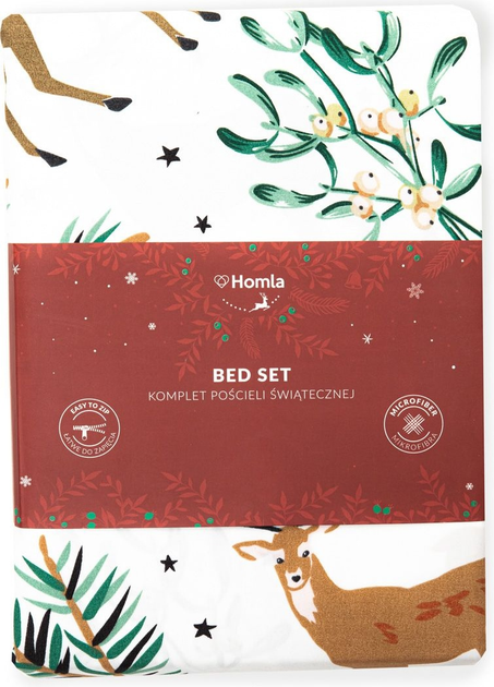 Комплект постільної білизни Homla Magic Moments Landskab Підковдра 160 x 200 см + 2 наволочки 70 x 80 см з мікрофібри з різдвяною тематикою Різнокольоровий (5904183806617) - зображення 1