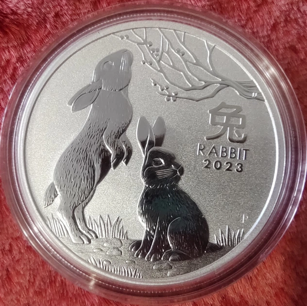Серебряная монета Австралии Год Кролика от Perth Mint 1/2 унции 2023 - изображение 6