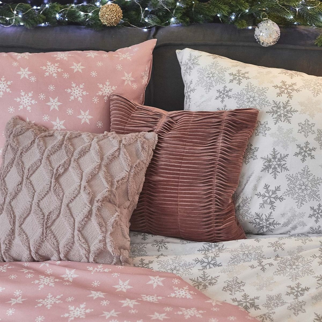 Komplet pościeli Homla Simply Scandy Lugn Poszewka na pościel 220 x 200 cm + 2 poszewki na poduszki 70 x 80 cm bawełniany w śnieżynki Biały (5902869942017) - obraz 4