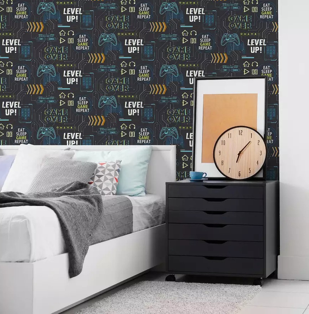 Шпалери GRAHAM & BROWN Fresco 113258 Game Over Сині/чорні/зелені (5011583464641) - зображення 3