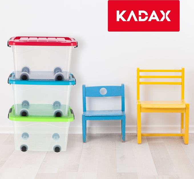 Кошик-органайзер Kadax з кришкою на колесах прозорий 60 л (5903699425879) - зображення 7