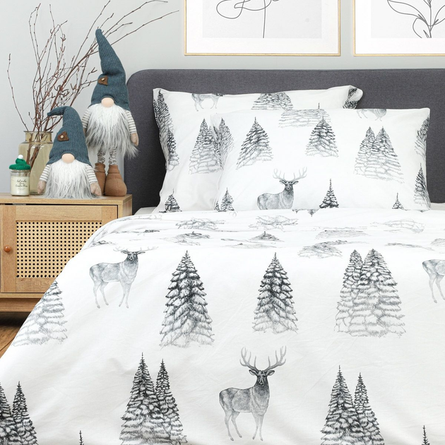 Komplet pościeli Homla Munti Poszewka na pościel 220 x 200 cm + 2 poszewki na poduszki 70 x 80 cm bawełniany w choinki Biały (5904183829883) - obraz 5