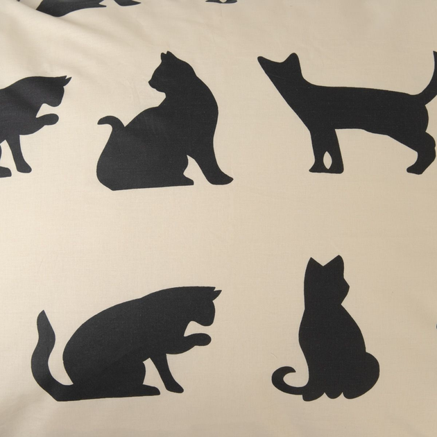 Komplet pościeli Homla Poes Poszewka na pościel 220 x 200 cm + 2 poszewki na poduszki 70 x 80 cm bawełniany w koty Beżowy (5904183826103) - obraz 3