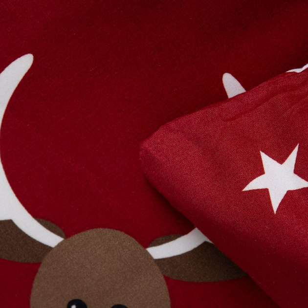 Komplet pościeli Homla Reindeer Poszewka na pościel 220 x 200 cm + 2 poszewki na poduszki 50 x 60 cm z mikrofibry w renifery Czerwony (5904183806662) - obraz 3
