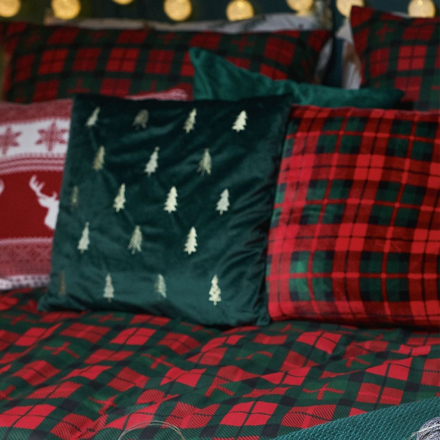 Комплект постільної білизни Homla Holly Jolly Tartan Підковдра 160 x 200 см + 2 наволочки 70 x 80 см бавовняний в клітинку Червоно-Зелений (5902869942024) - зображення 3