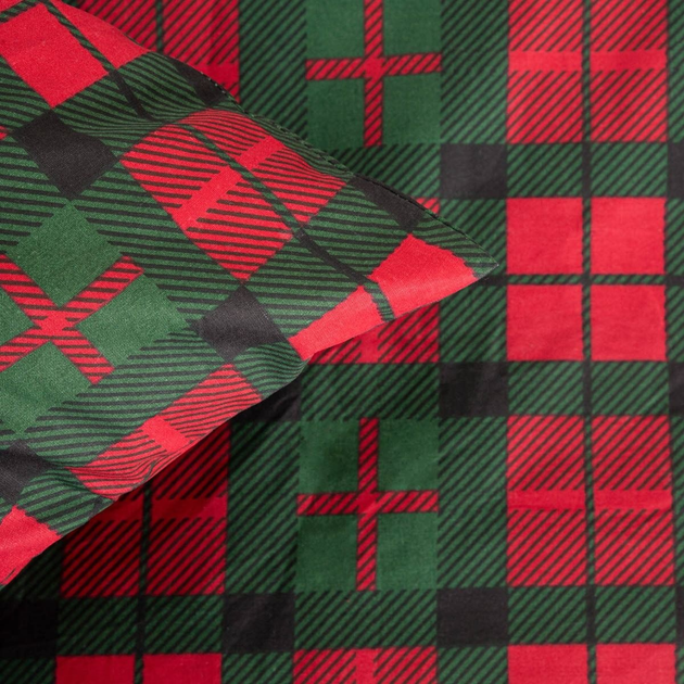 Комплект постільної білизни Homla Holly Jolly Tartan Підковдра 160 x 200 см + 2 наволочки 70 x 80 см бавовняний в клітинку Червоно-Зелений (5902869942024) - зображення 10