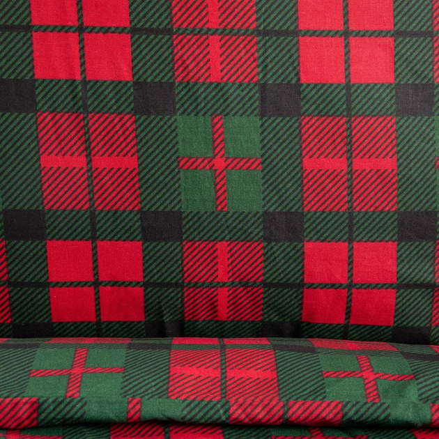 Комплект постільної білизни Homla Holly Jolly Tartan Підковдра 220 x 200 см + 2 наволочки 70 x 80 см бавовняний в клітинку Червоно-зелений (5902869942031) - зображення 7