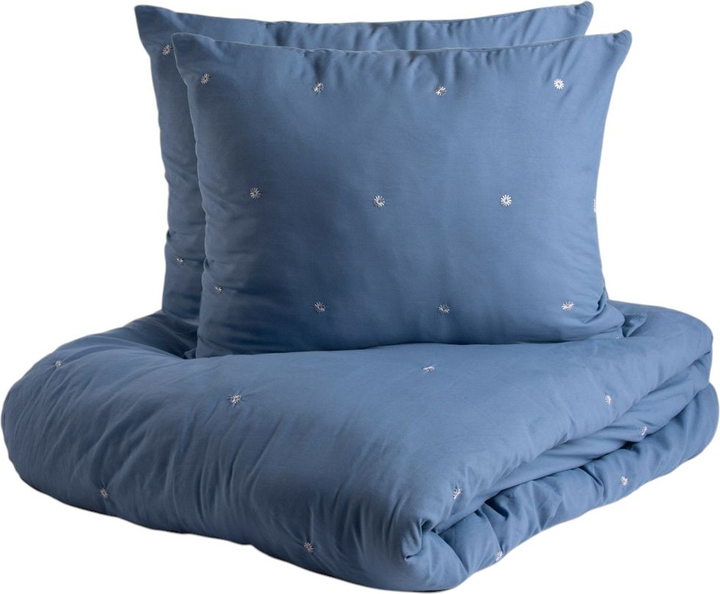 Komplet pościeli Homla Skyla Poszewka na pościel 220 x 200 cm + 2 poszewki na poduszki 50 x 60 cm z mikrofibry z haftem Niebieski (5906496701160) - obraz 1