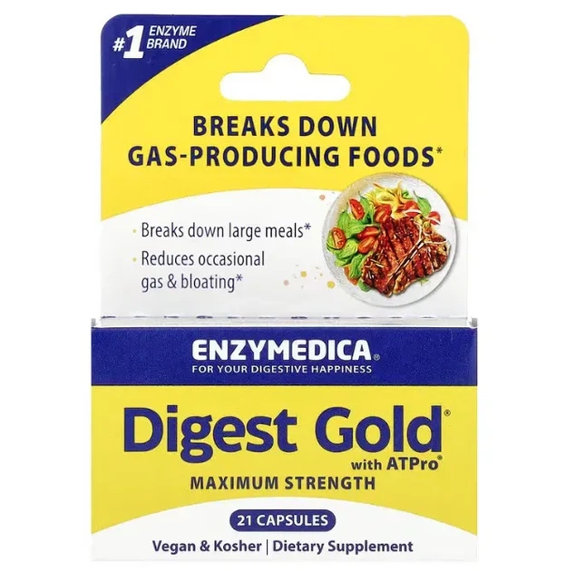 Ферменты для пищеварения Digest Gold with ATPro, Enzymedica, 21 капсула - Фото 1 Ферменты для пищеварения Digest Gold with ATPro, Enzymedica, 21 капсула - изображение 1