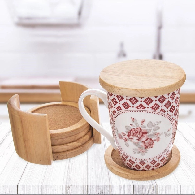 Підставки під чашки Orion дерев'яні з підставкою 6 шт (8592381157302) - зображення 2