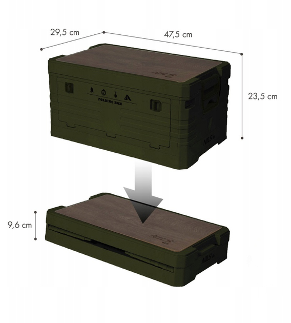 Składana skrzynia kempingowa Nils Camp NCB4002 32 l Zielona (5908261685132) - obraz 3