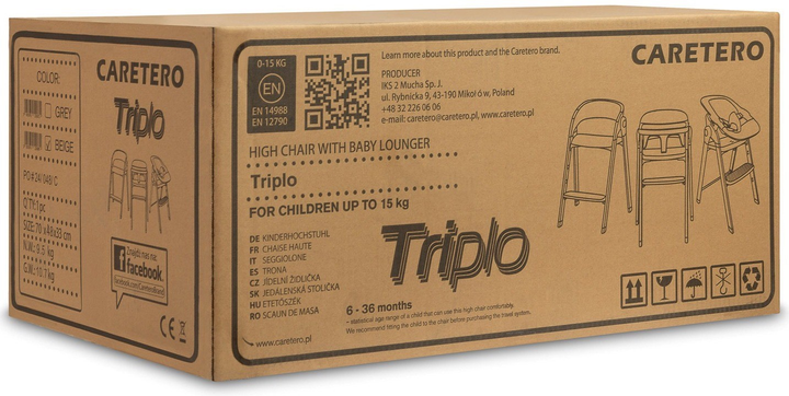 Стільчик для годування Caretero Triplo Grey (5903076320872) - зображення 13