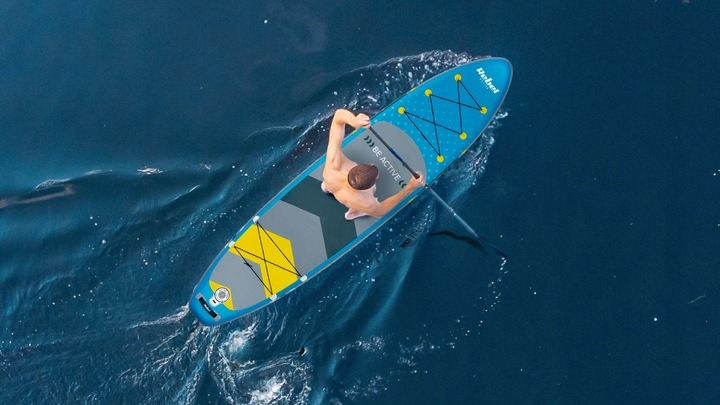 Nadmuchiwana deska SUP Rebel ACTIVE 350 x 81 x 15 cm z wiosłem, pompką i torbą do przechowywania niebieska RBA4500 (5901890120166) - obraz 13