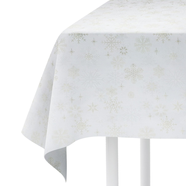 Obrus Homla Winter Glam Gold Snow w złote śnieżynki Biały 150 x 220 cm (5902869978788) - obraz 1